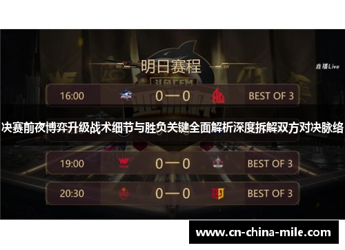 决赛前夜博弈升级战术细节与胜负关键全面解析深度拆解双方对决脉络 决赛前夜博弈升级战术细节与胜负关键全面解析深度拆解双方对决脉络